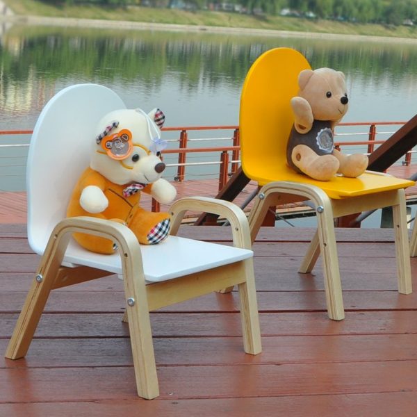 "Modern Solid Color Wood Waterproof Adjustable Height Children's Chair"